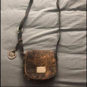 Michael Kors distressed saddle leather cross body